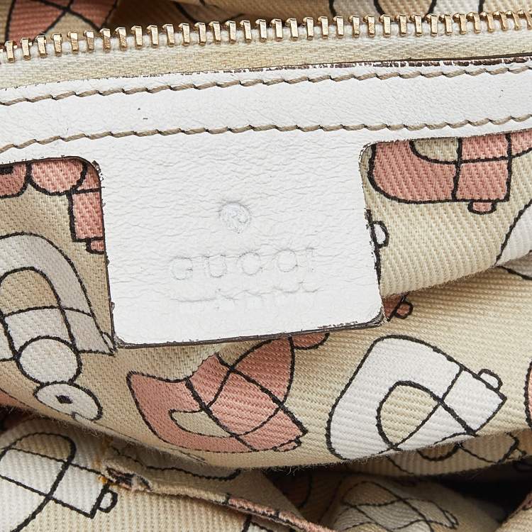 Pre Owned Gucci Beige/White GG Canvas And Leather Web Jolicoeur Charms Shoulder Bag