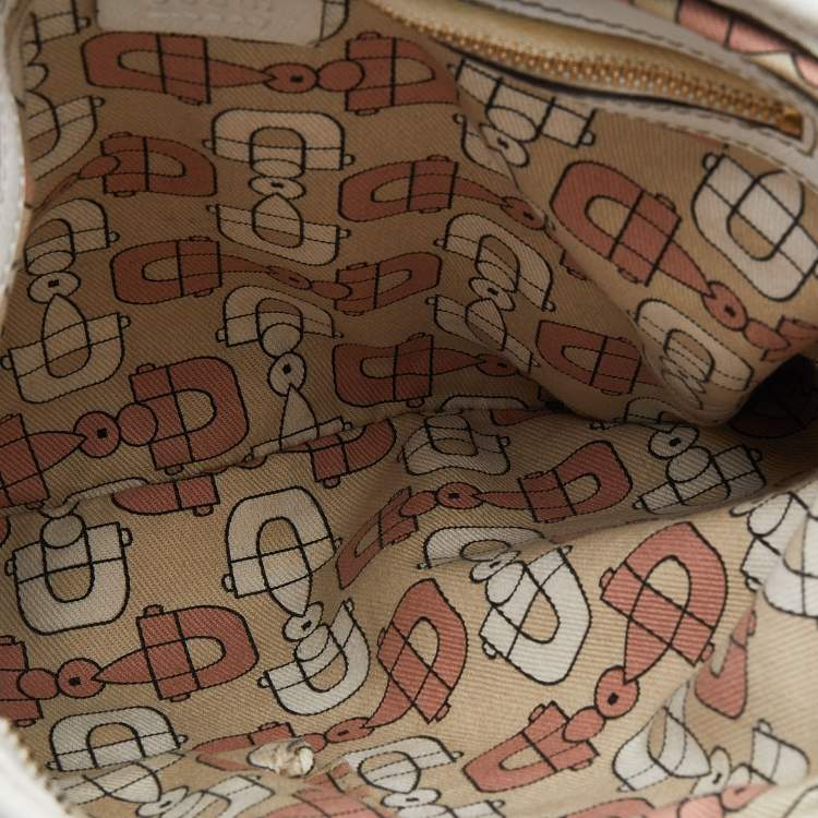 Pre Owned Gucci Beige/White GG Canvas And Leather Web Jolicoeur Charms Shoulder Bag