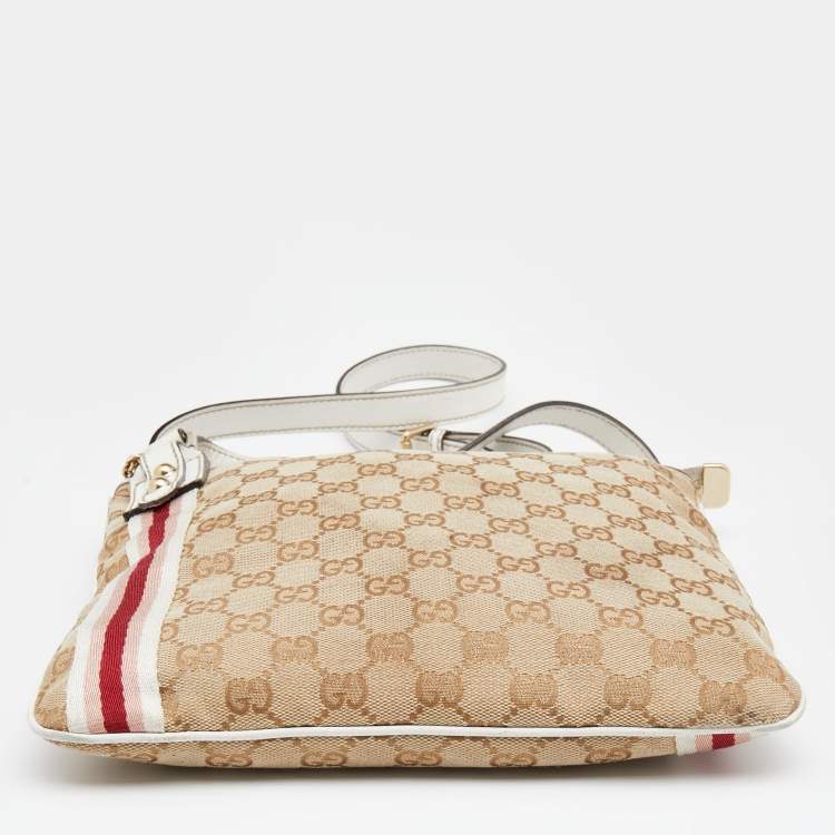 Pre Owned Gucci Beige/White GG Canvas And Leather Web Jolicoeur Charms Shoulder Bag