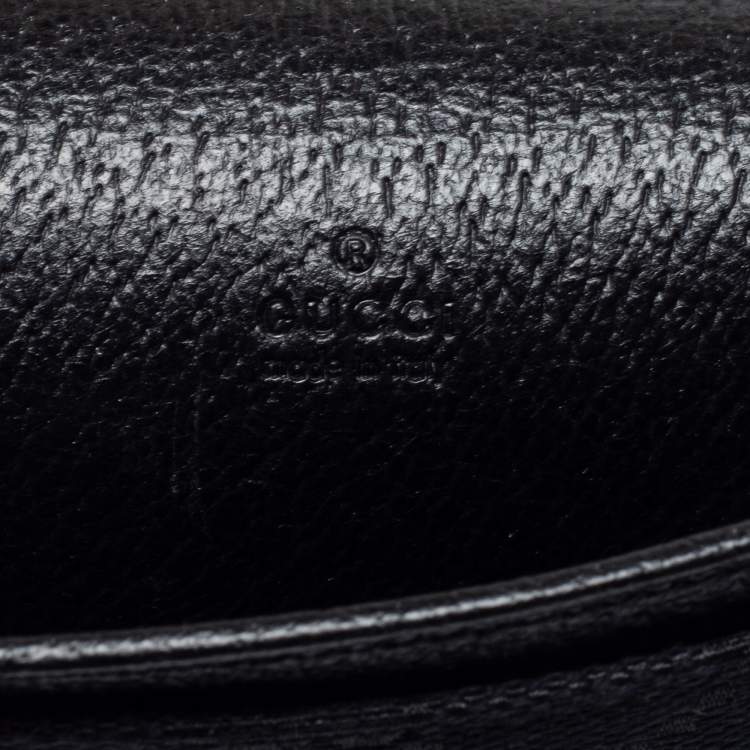 Pre Owned Gucci Black GG Canvas and Leather Flap Card Holder