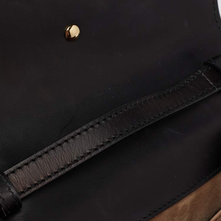 Pre Owned Gucci Black Leather Mini Web Chain Sylvie Top Handle Bag