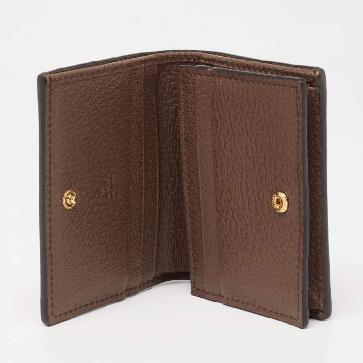 Pre Owned Gucci Beige/Brown GG Supreme Canvas and Leather Ophidia Web Compact Wallet