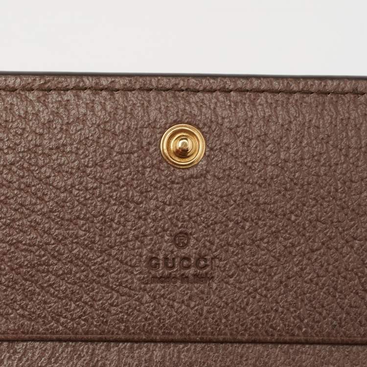 Pre Owned Gucci Beige/Brown GG Supreme Canvas and Leather Ophidia Web Compact Wallet
