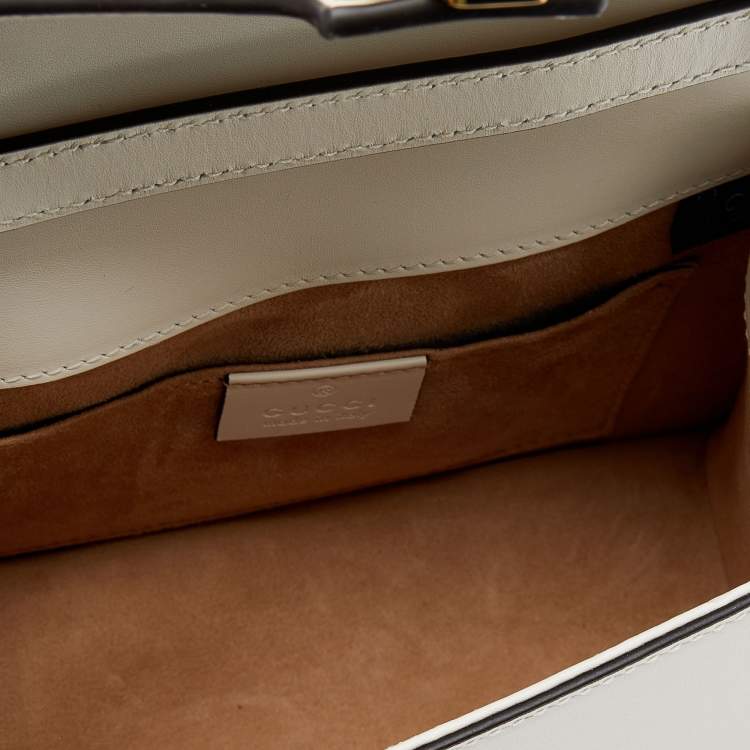 مملوكة مسبقًا Gucci White Leather Mini Web Chain Sylvie Top Handle Bag