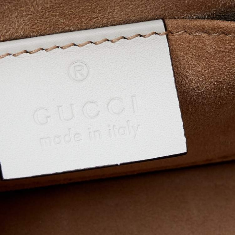 مملوكة مسبقًا Gucci White Leather Mini Web Chain Sylvie Top Handle Bag
