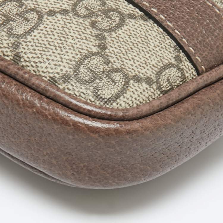 Pre Owned Gucci Beige/Ebony GG Supreme Coated Canvas and Leather Ophidia Belt Bag