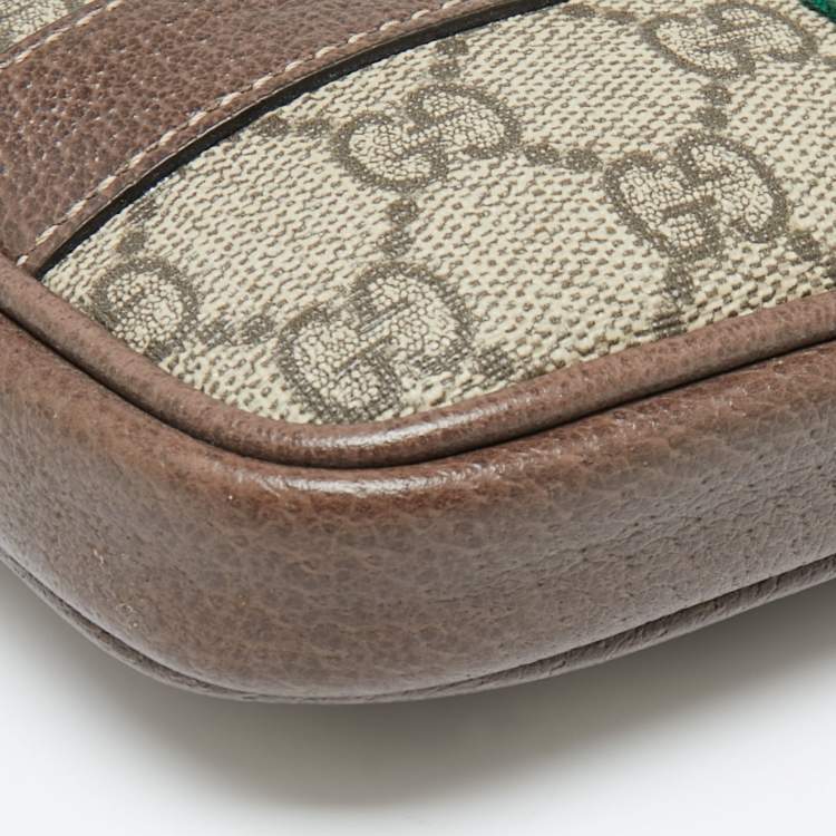 Pre Owned Gucci Beige/Ebony GG Supreme Coated Canvas and Leather Ophidia Belt Bag