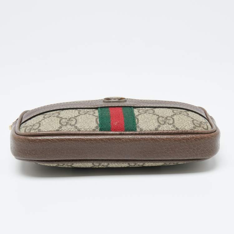 Pre Owned Gucci Beige/Ebony GG Supreme Coated Canvas and Leather Ophidia Belt Bag