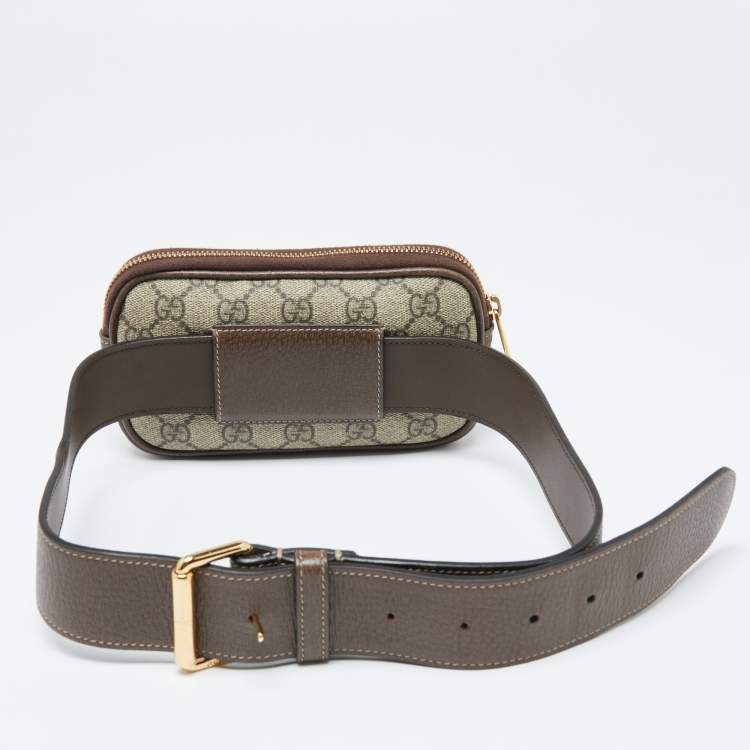 Pre Owned Gucci Beige/Ebony GG Supreme Coated Canvas and Leather Ophidia Belt Bag