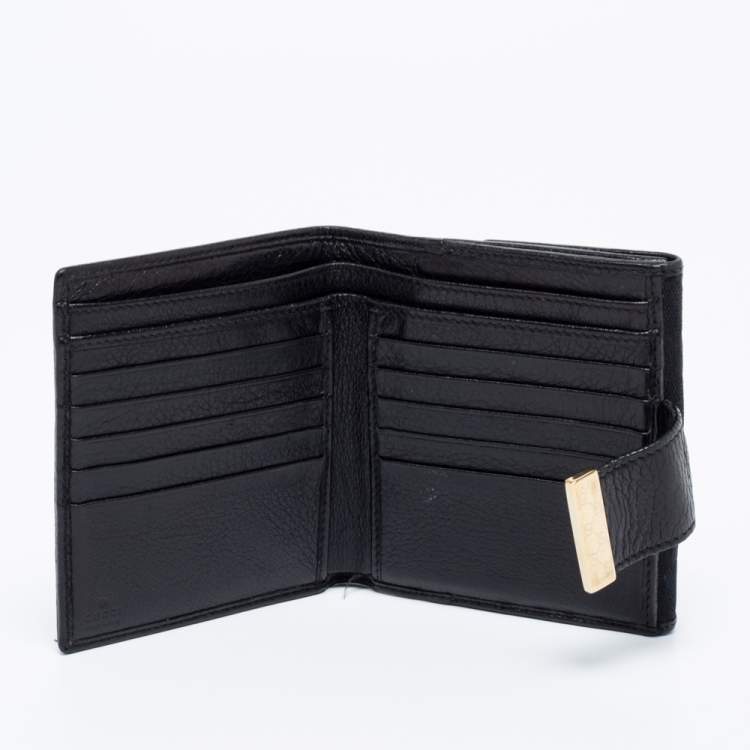 Pre Owned Gucci Black GG Canvas and Leather French Wallet