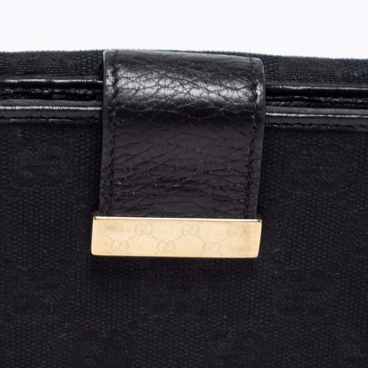 Pre Owned Gucci Black GG Canvas and Leather French Wallet
