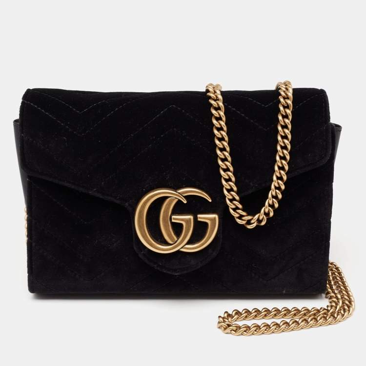 Gucci marmont velvet store wallet on chain