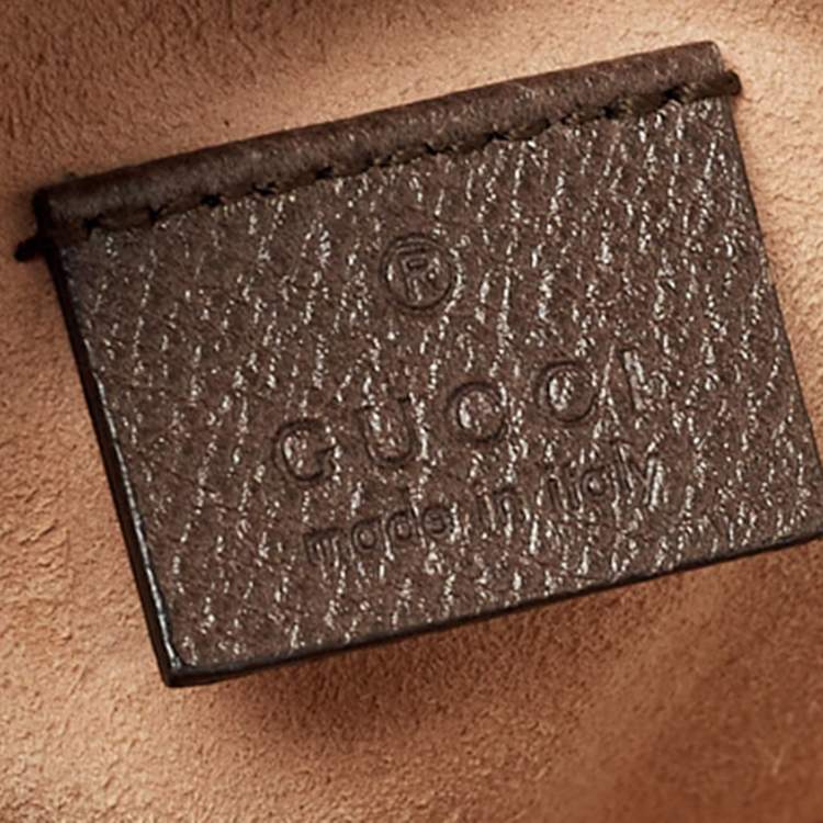 Pre Owned Gucci Brown GG Supreme Canvas and Leather Mini Ophidia Round Bag