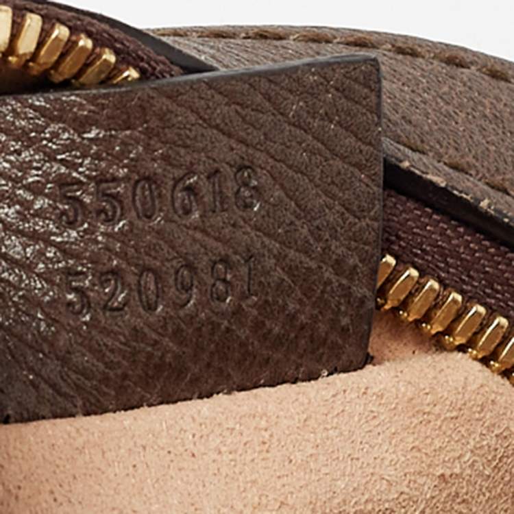 Pre Owned Gucci Brown GG Supreme Canvas and Leather Mini Ophidia Round Bag