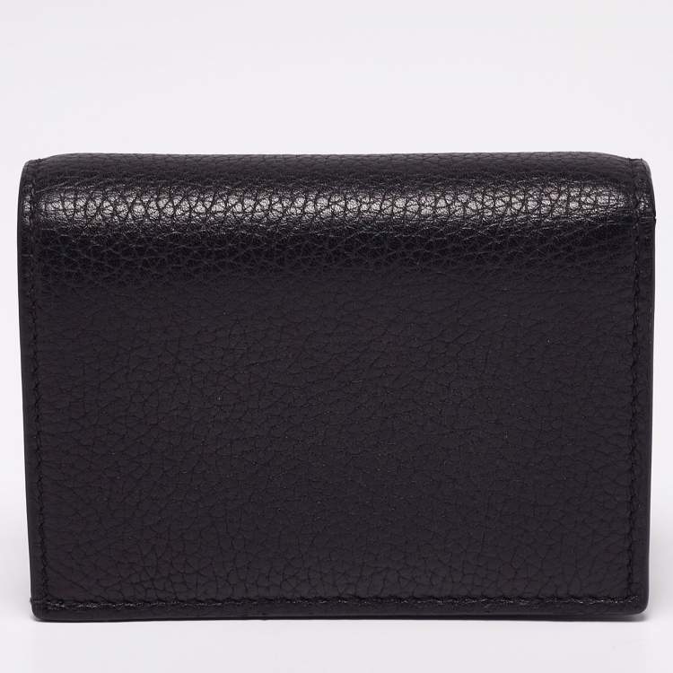 Pre Owned Gucci Black Leather Blind For Love Bee Accent Bifold Wallet