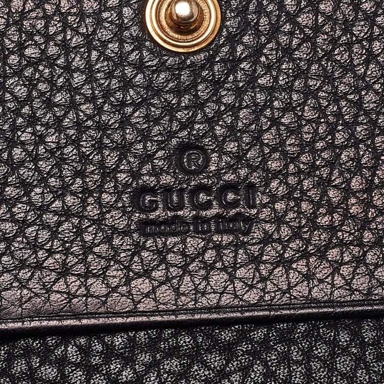 Pre Owned Gucci Black Leather Blind For Love Bee Accent Bifold Wallet