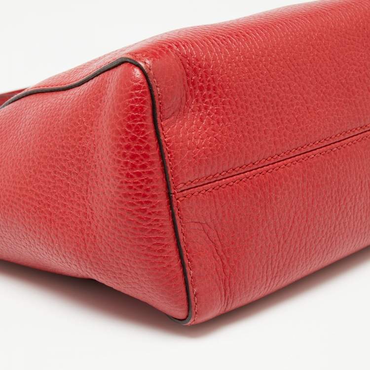 Pre Owned Gucci Red Leather Mini Swing Tote 