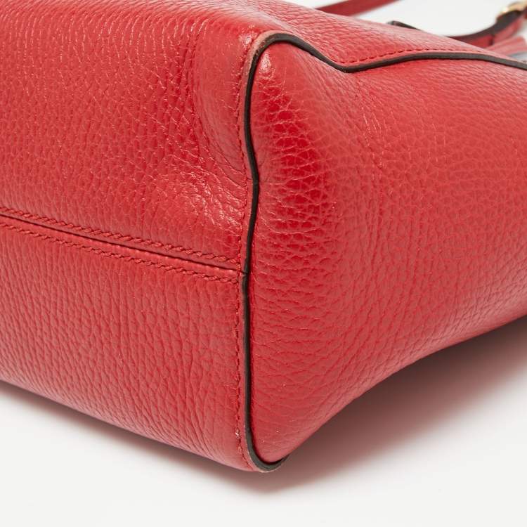 Pre Owned Gucci Red Leather Mini Swing Tote 