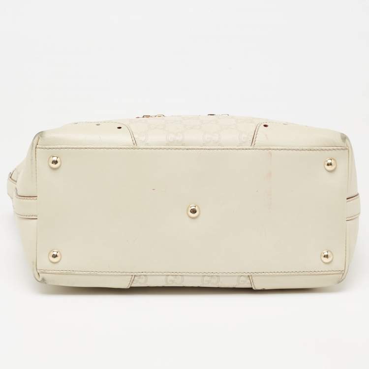 Pre Owned Gucci White Guccissima Leather Medium Punch Tote