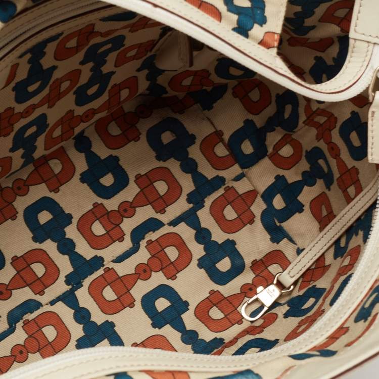 Pre Owned Gucci White Guccissima Leather Medium Punch Tote