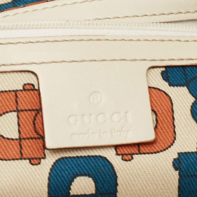 Pre Owned Gucci White Guccissima Leather Medium Punch Tote