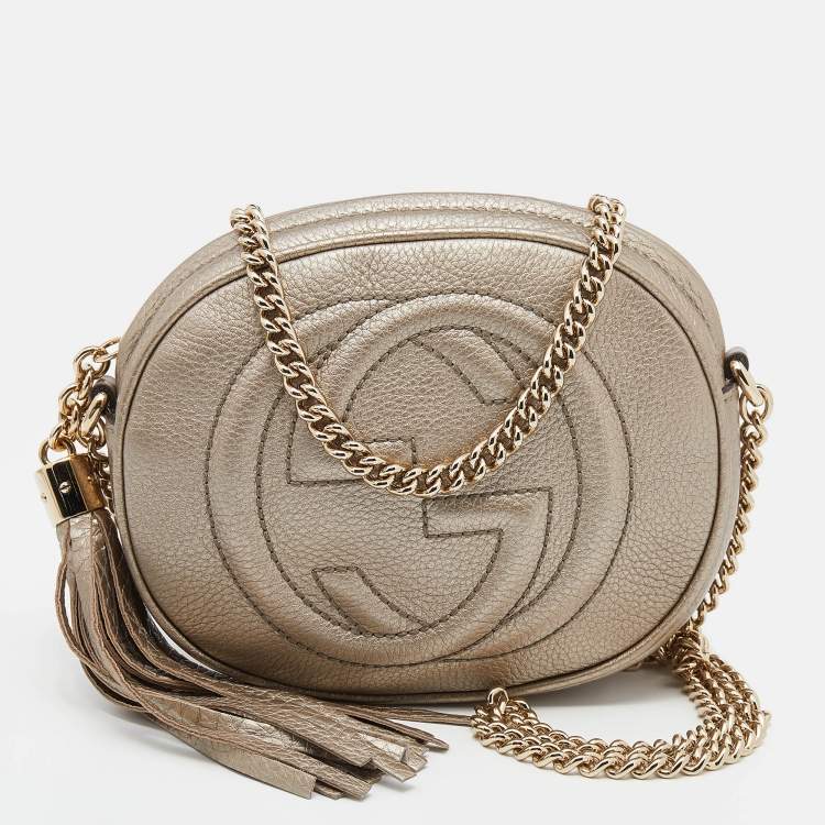 Gucci Metallic Gold Leather Mini Soho Chain Crossbody Bag Gucci
