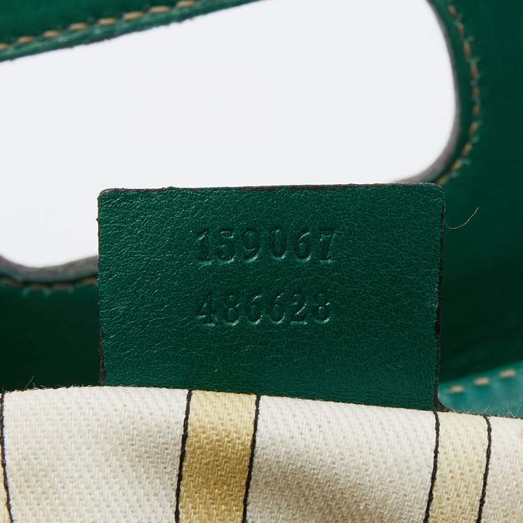 مملوكة مسبقًا Gucci Beige/Green GG Canvas And Leather Peggy Bamboo Top Handle Bag