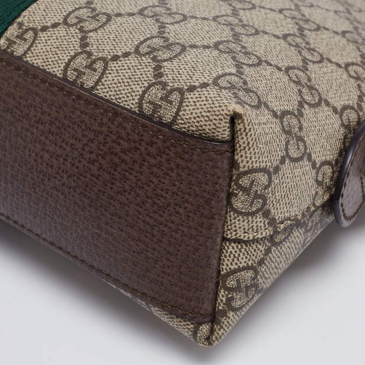Pre Owned Gucci Beige/Ebony GG Supreme Canvas and Leather Small Ophidia Crossbody Bag