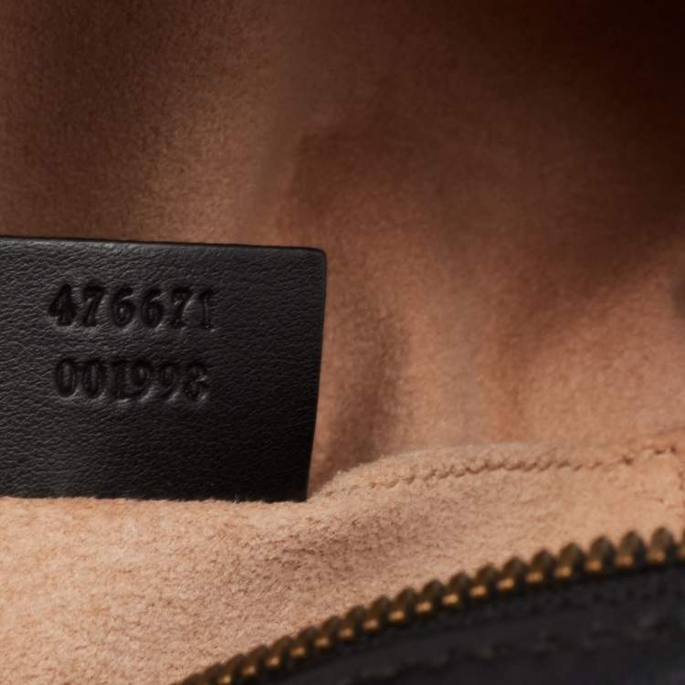 Pre Owned Gucci Black Matelassé Leather GG Marmont Backpack