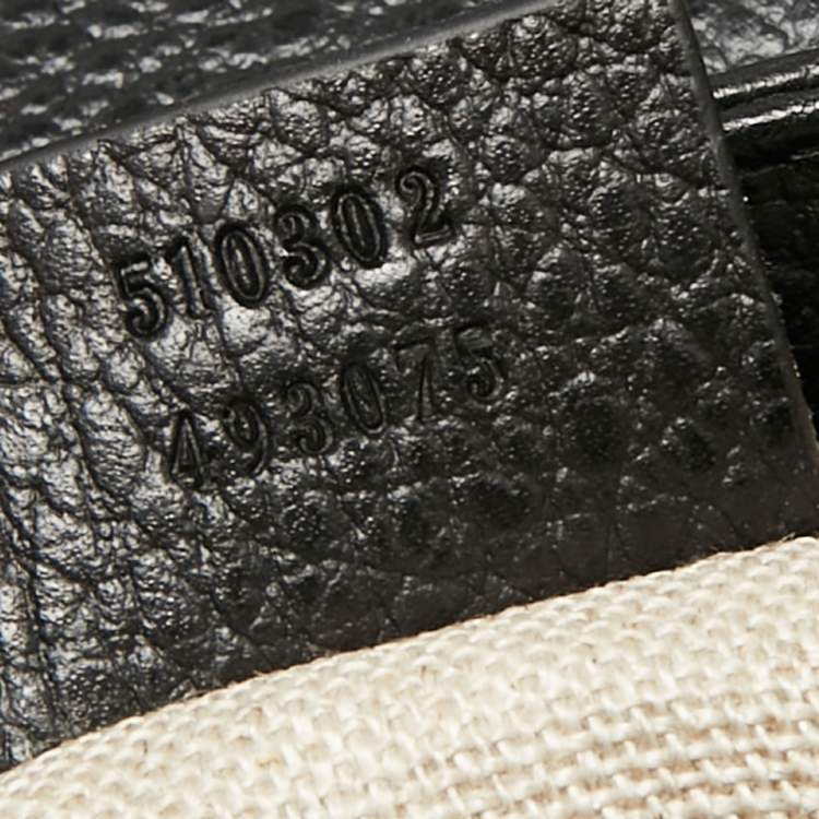Pre Owned Gucci Black Leather Dollar Interlocking G Top Handle Bag