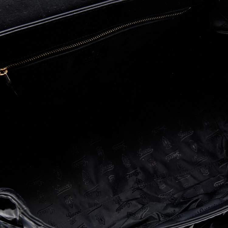 Pre Owned Gucci Black Leather and Coated Canvas Large Dialux Queen Tote