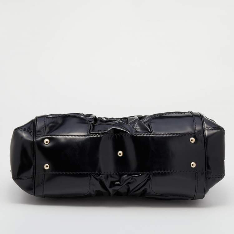 Pre Owned Gucci Black Leather and Coated Canvas Large Dialux Queen Tote