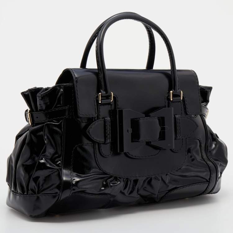 Pre Owned Gucci Black Leather and Coated Canvas Large Dialux Queen Tote