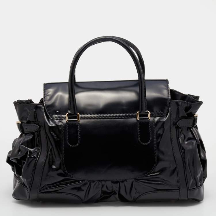 Pre Owned Gucci Black Leather and Coated Canvas Large Dialux Queen Tote