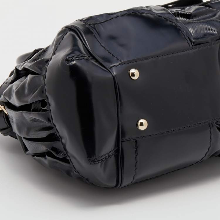 Pre Owned Gucci Black Leather and Coated Canvas Large Dialux Queen Tote
