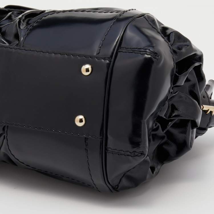 Pre Owned Gucci Black Leather and Coated Canvas Large Dialux Queen Tote