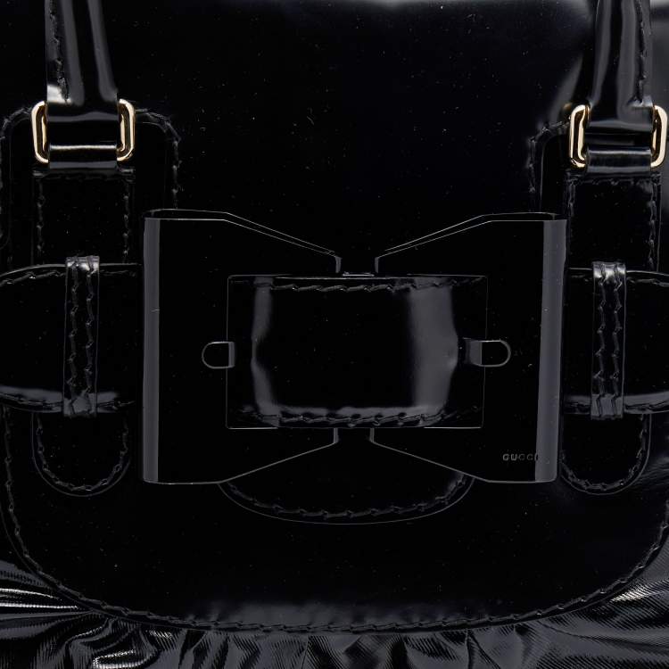 Pre Owned Gucci Black Leather and Coated Canvas Large Dialux Queen Tote