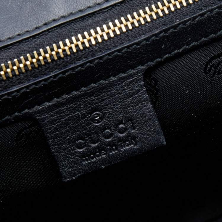 Pre Owned Gucci Black Leather and Coated Canvas Large Dialux Queen Tote
