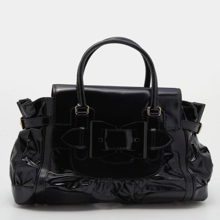 Pre Owned Gucci Black Leather and Coated Canvas Large Dialux Queen Tote