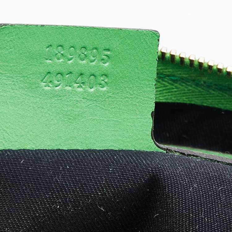 Pre Owned Gucci White/Green GG Supreme Canvas And Leather Medium Web Stripe Joy Boston Bag