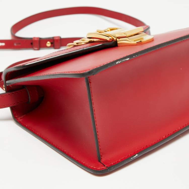 Pre Owned Gucci Red Leather Mini Web Sylvie Top Handle Bag