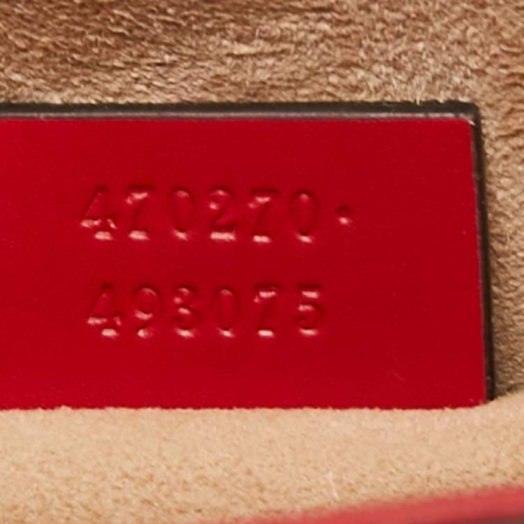 Pre Owned Gucci Red Leather Mini Web Sylvie Top Handle Bag