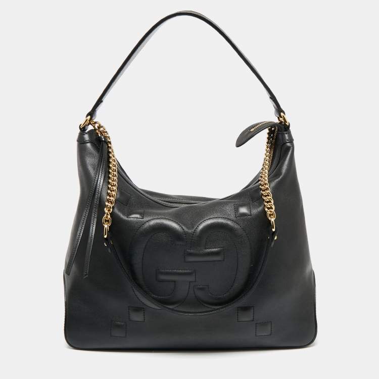 Gucci Black Leather GG Apollo Shoulder Bag Gold Hardware, 2010's (Very Good)