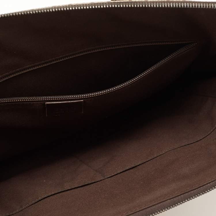 Pre Owned Gucci Brown/Beige GG Supreme Canvas and Leather Web Business Briefcase
