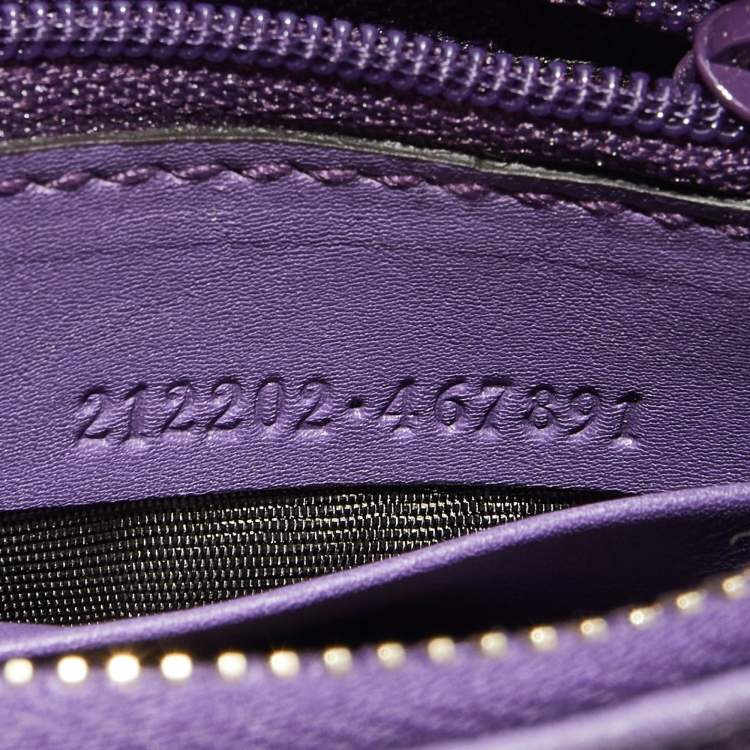 Pre Owned Gucci Purple Leather Wristlet Clutch