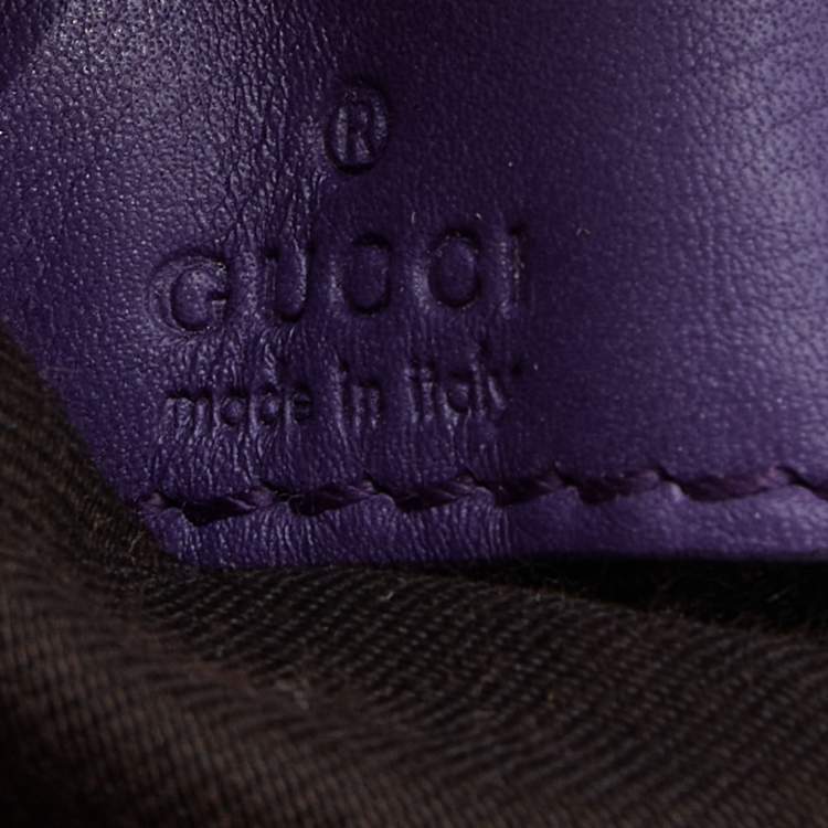 Pre Owned Gucci Purple Leather Wristlet Clutch