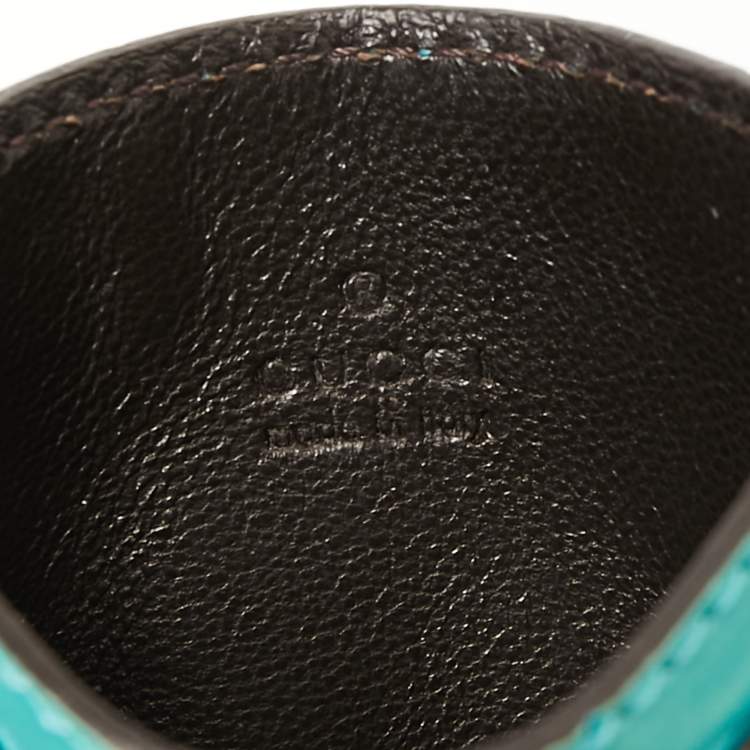 Pre Owned Gucci Card Aquamarine Crocodile Card Holder 