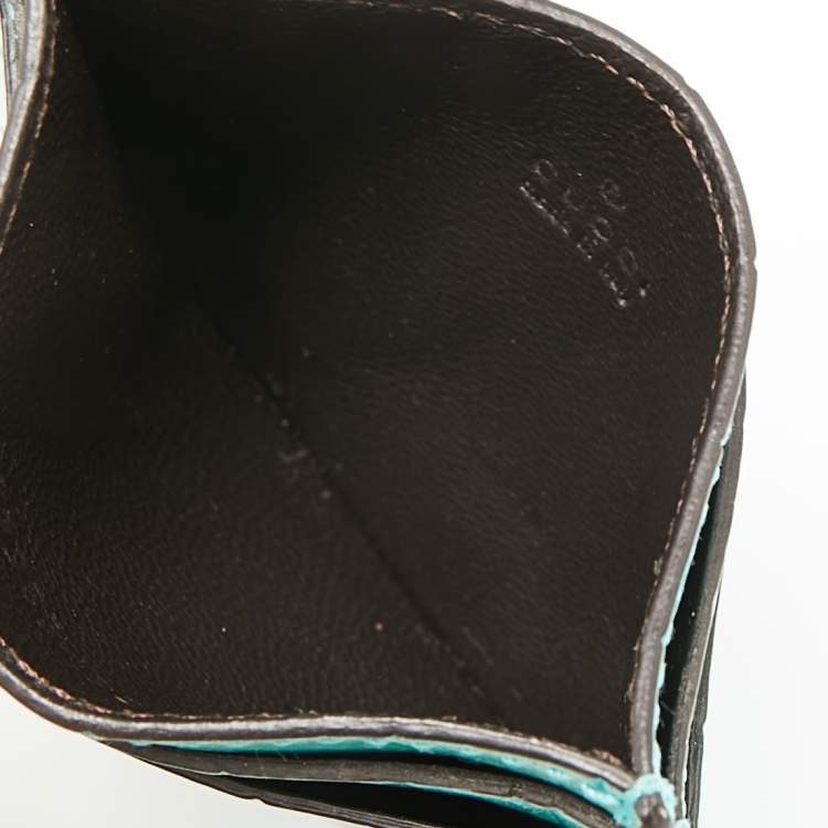 Pre Owned Gucci Card Aquamarine Crocodile Card Holder 