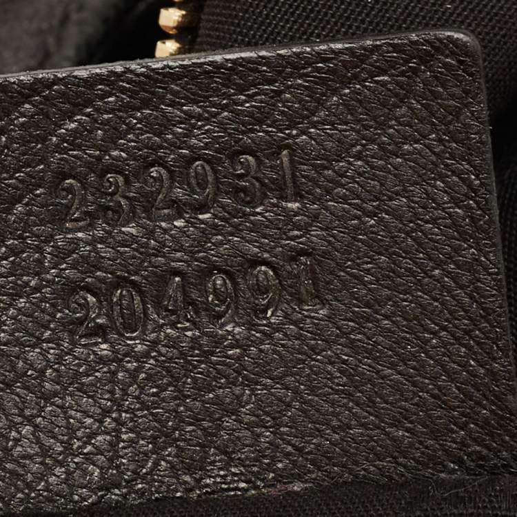 Pre Owned Gucci Black Leather and Crocodile Trim Medium G Wave Hobo