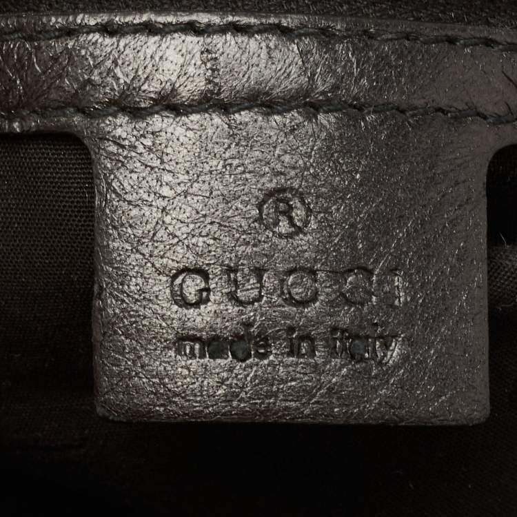 Pre Owned Gucci Black Leather and Crocodile Trim Medium G Wave Hobo